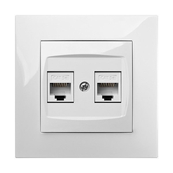 Комп'ютерна розетка подвійна 2хRJ45 5 категорії UTP Elektro-Plast Carla біла