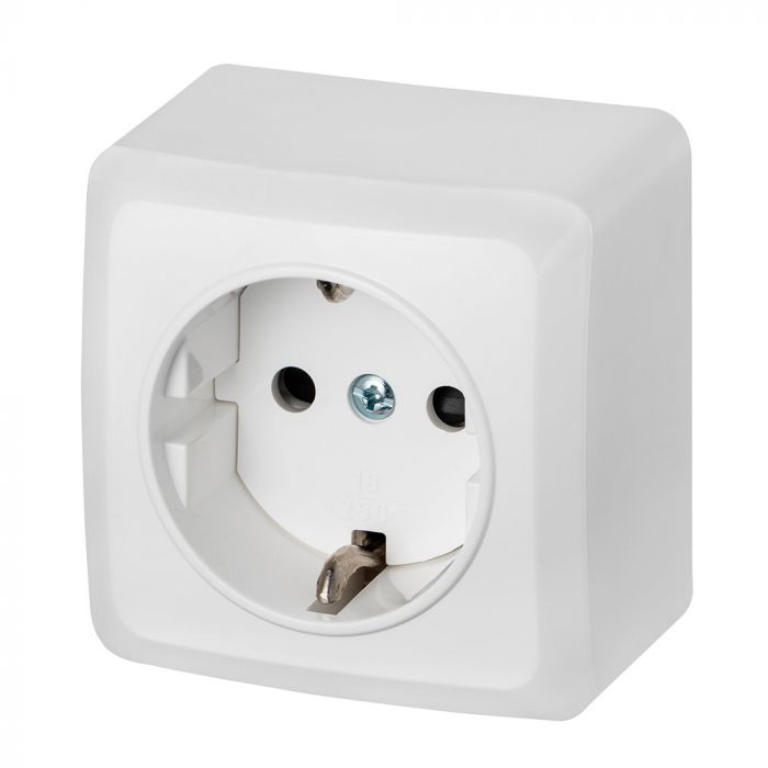 Розетка з заземленням Elektro-Plast Berg IP20 біла