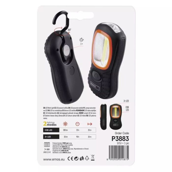 Ліхтарик на батарейках 3xAAA EMOS P3883 COB LED + 3×LED 150lm
