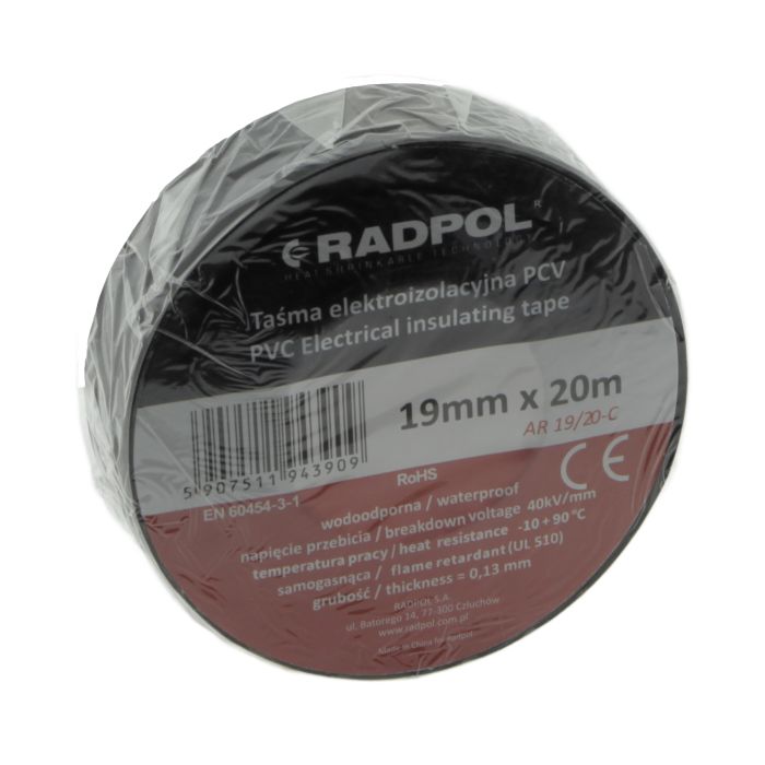 Ізоляційна стрічка Radpol AR 19/20-C 19 мм / 20 метрів чорна
