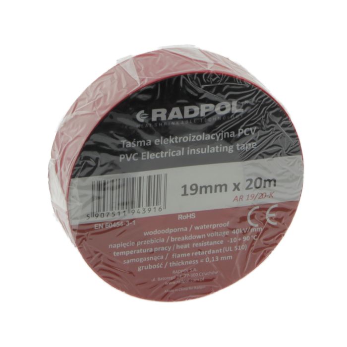 Ізоляційна стрічка Radpol AR 19/20-K 19 мм / 20 метрів червона