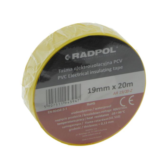 Ізоляційна стрічка Radpol AR 19/20-Z 19 мм / 20 метрів жовта